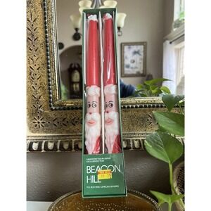 NIB Vintage 12"  Beacon Hill Funny Face Santa Claus  Taper Candles